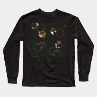 Classic baroque vintage floral painting geometric pattern Long Sleeve T-Shirt